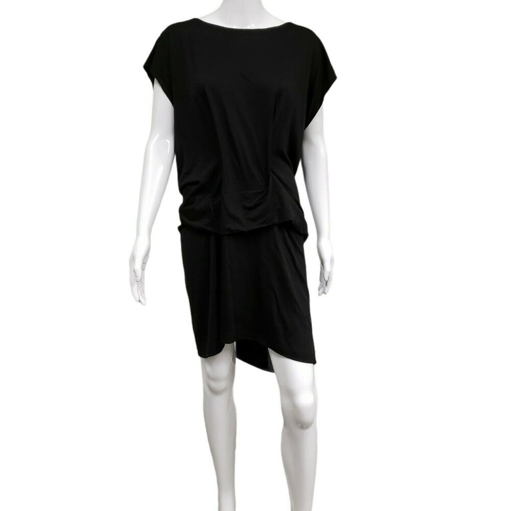 MORGANE LE FAY Womens Black Oversized Short Tunic Wool Asymmetrical Dress Size S